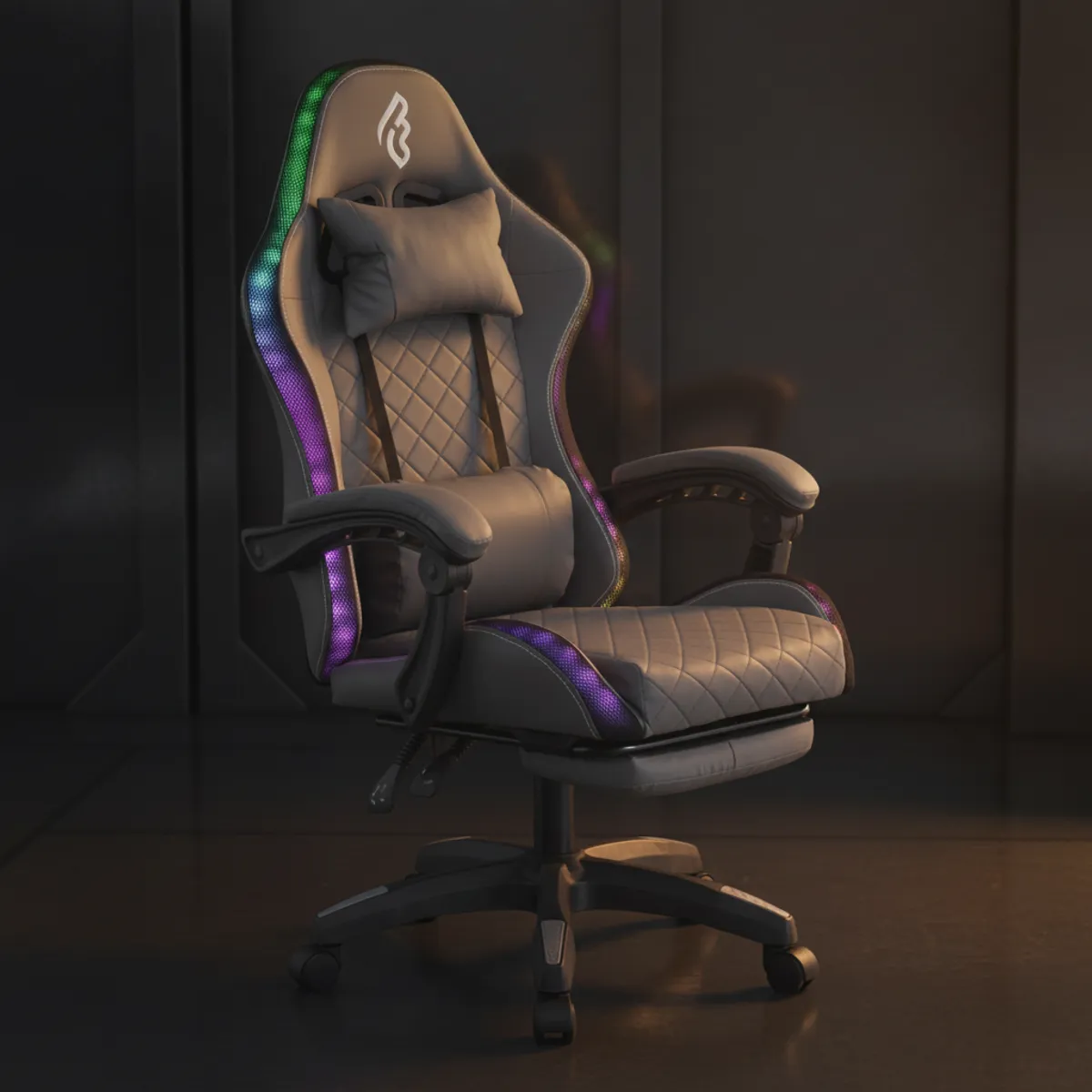 Cadeira Gamer Led RGB com controle e apoio de pés