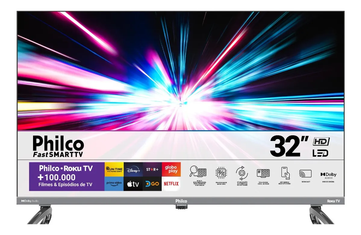 Smart TV 32 Philco LED Roku TV HD Dolby Audio P32CRA