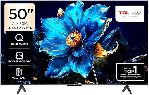 Smart TV TCL 50 Polegadas QLED 4K P7K WiFi Bluetooth Google TV HDR10+ Dolby Atmos Dolby Vision 50P7K