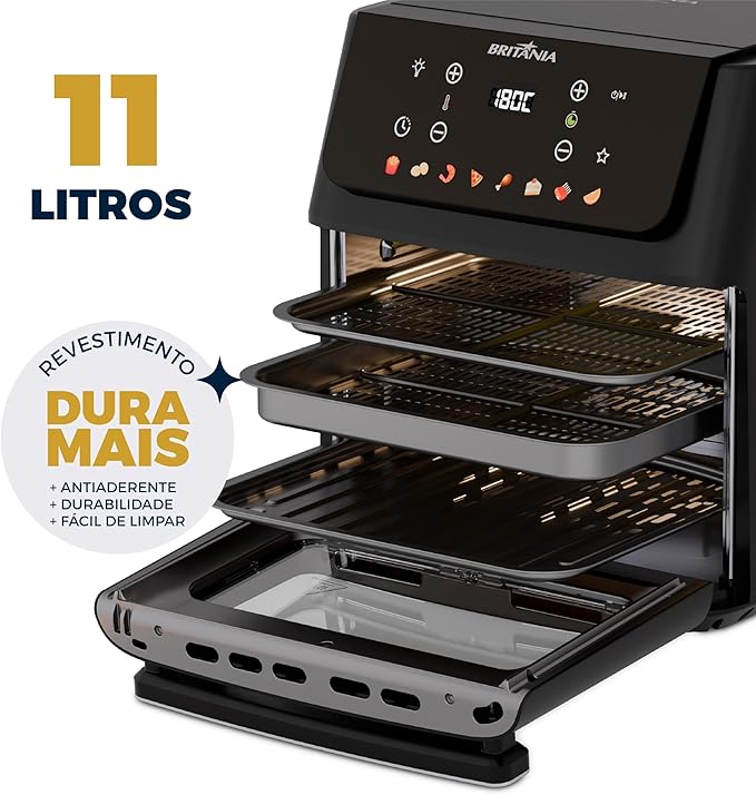 Fritadeira Air Fryer Oven Britânia 11 Litros 8 Funções 1800W BAF11A