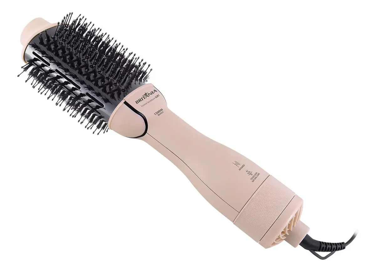 Escova Secadora Britânia BEC07R 4 Em 1 1300W Cabo Giratório Rosa