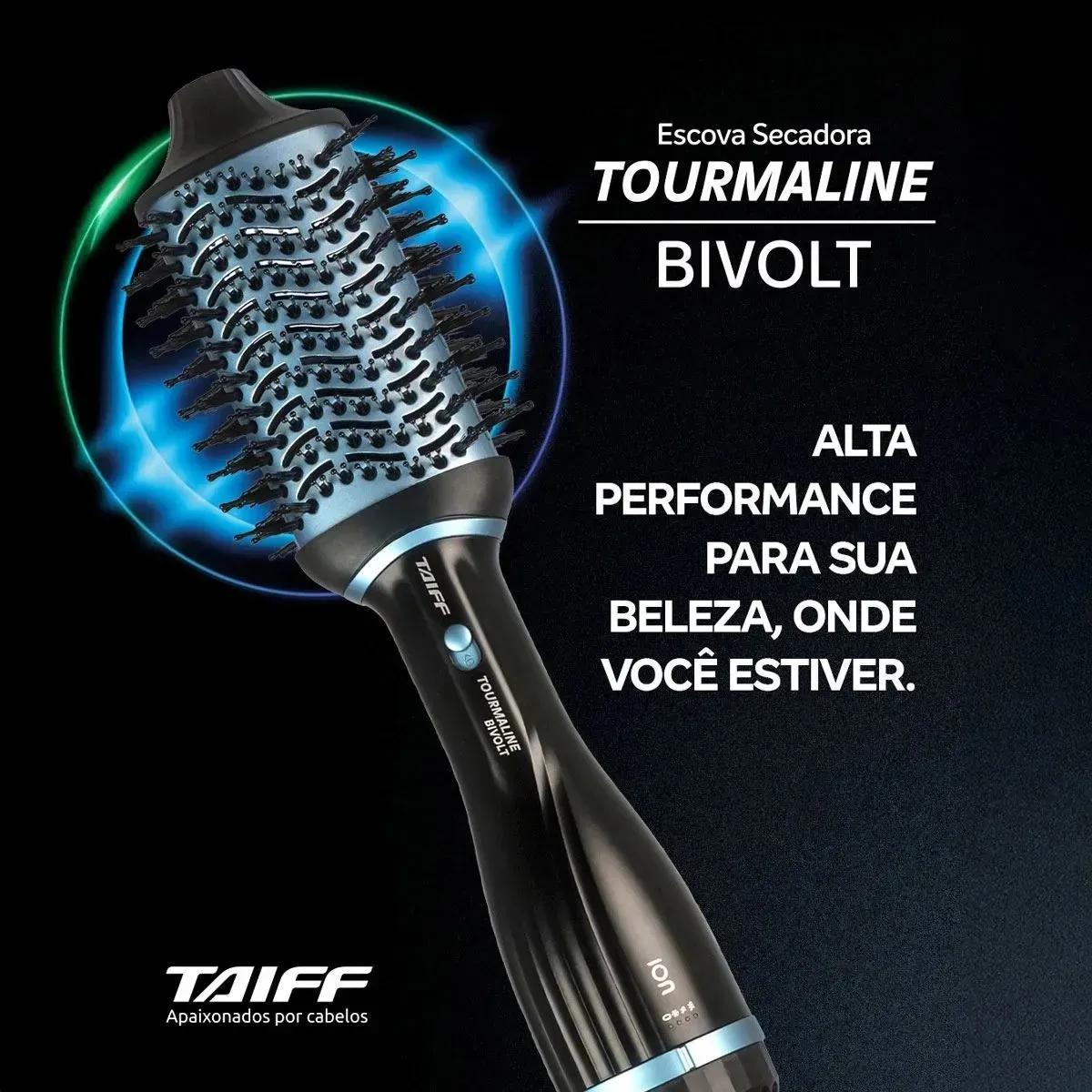Taiff Escova Modeladora Tourmaline Ion Cerâmica Bivolt Cor Preto