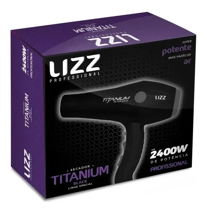 Secador Profissional De Cabelo Lizz Titanium Black 2400w Preto