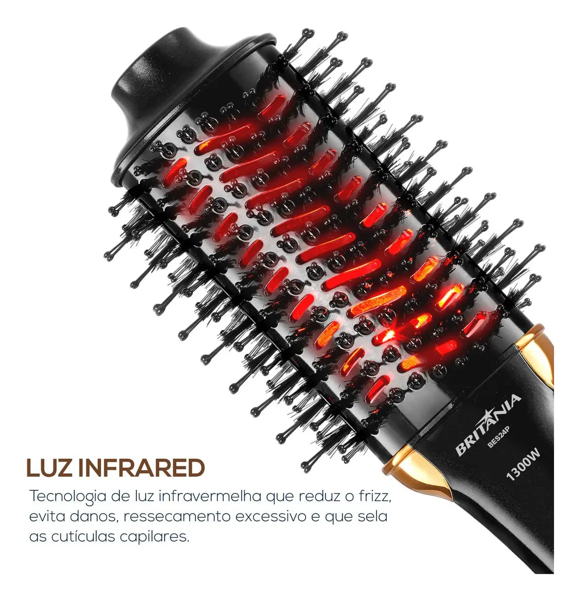 Escova Secadora Britânia Nanocerâmica 1300W Infrared BES24P Bivolt