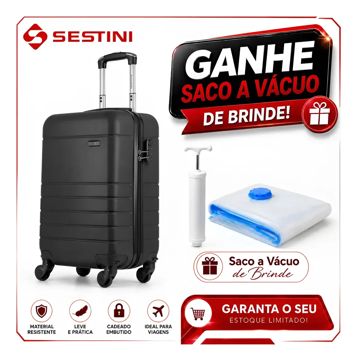 Mala De Viagem Bordo 10 Kg Padrão Anac Garantia Vitalícia Preto Rodas Removíveis